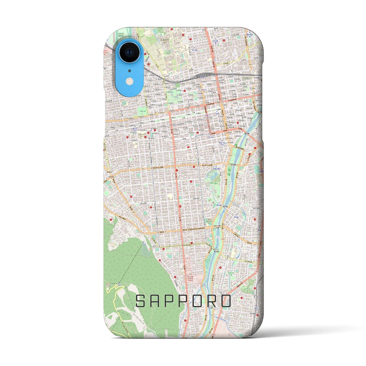 【札幌】地図柄iPhoneケース（バックカバータイプ・ナチュラル）iPhone XR 用