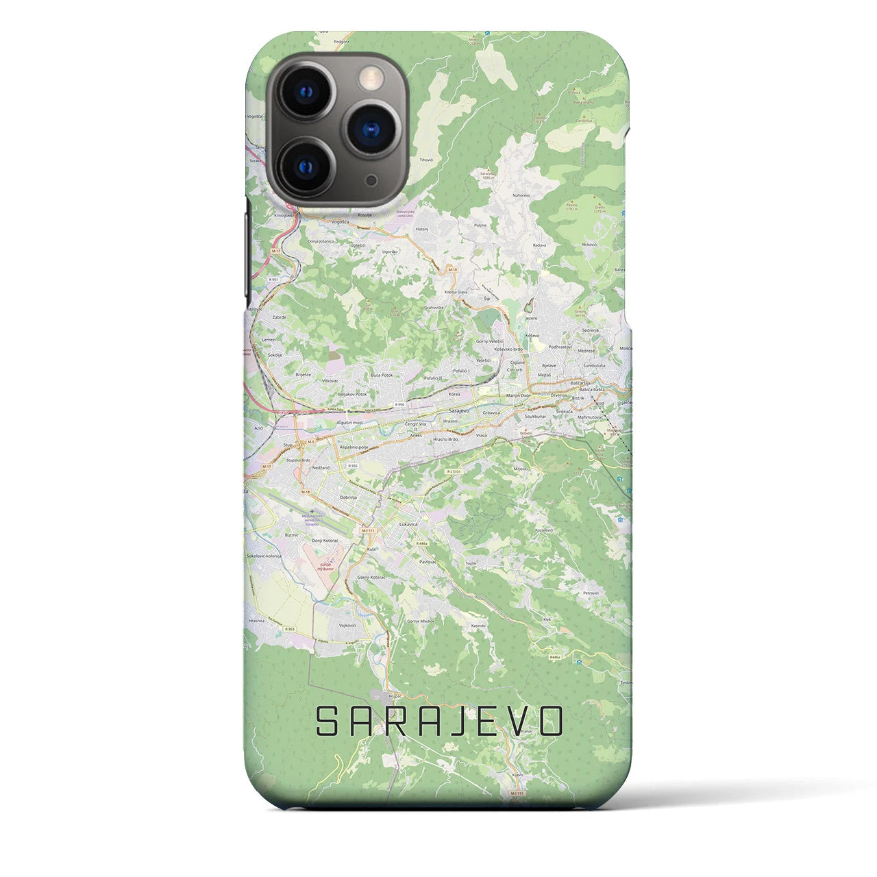 【サラエヴォ】地図柄iPhoneケース（バックカバータイプ・ナチュラル）iPhone 11 Pro Max 用