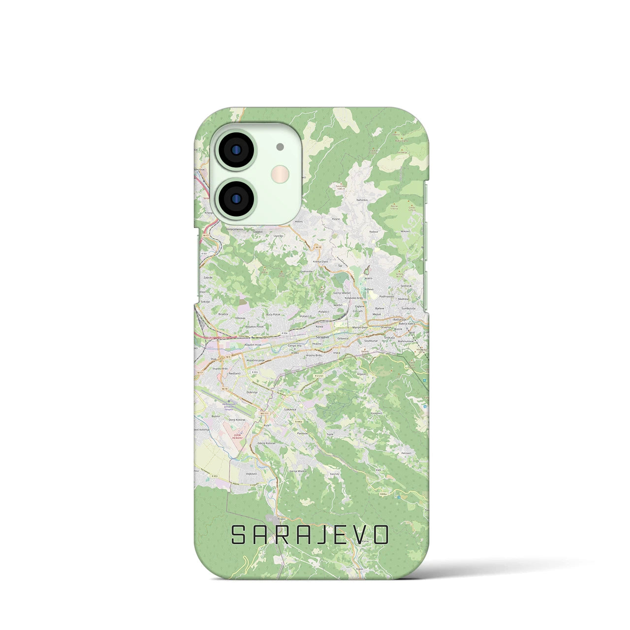【サラエヴォ】地図柄iPhoneケース（バックカバータイプ・ナチュラル）iPhone 12 mini 用
