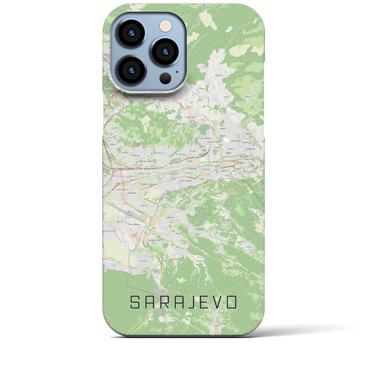 【サラエヴォ】地図柄iPhoneケース（バックカバータイプ・ナチュラル）iPhone 13 Pro Max 用