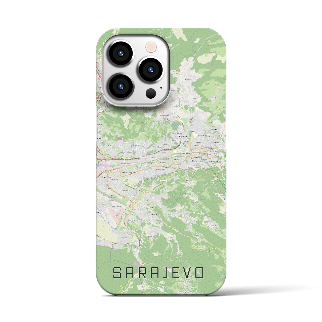 【サラエヴォ】地図柄iPhoneケース（バックカバータイプ・ナチュラル）iPhone 13 Pro 用
