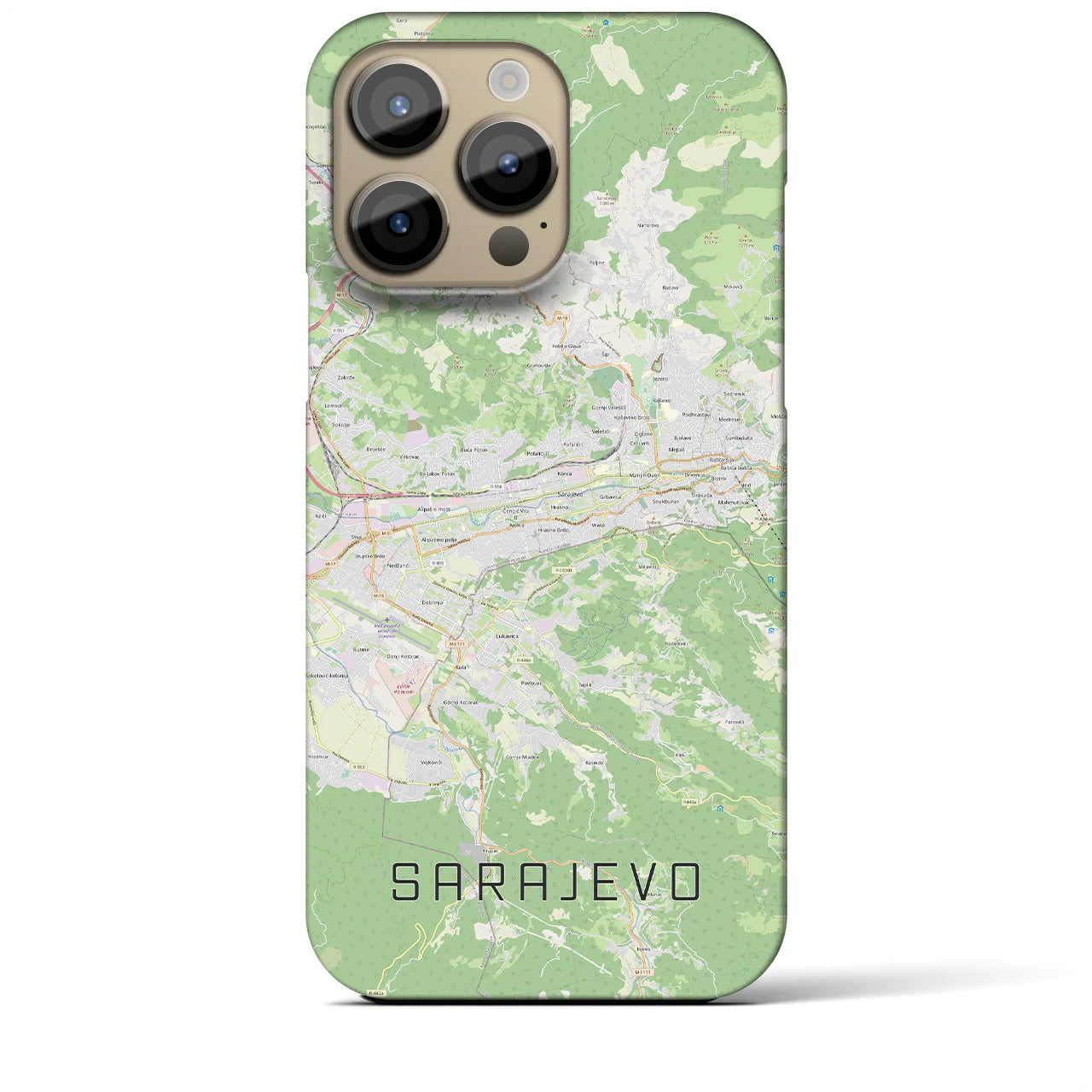 【サラエヴォ】地図柄iPhoneケース（バックカバータイプ・ナチュラル）iPhone 14 Pro Max 用