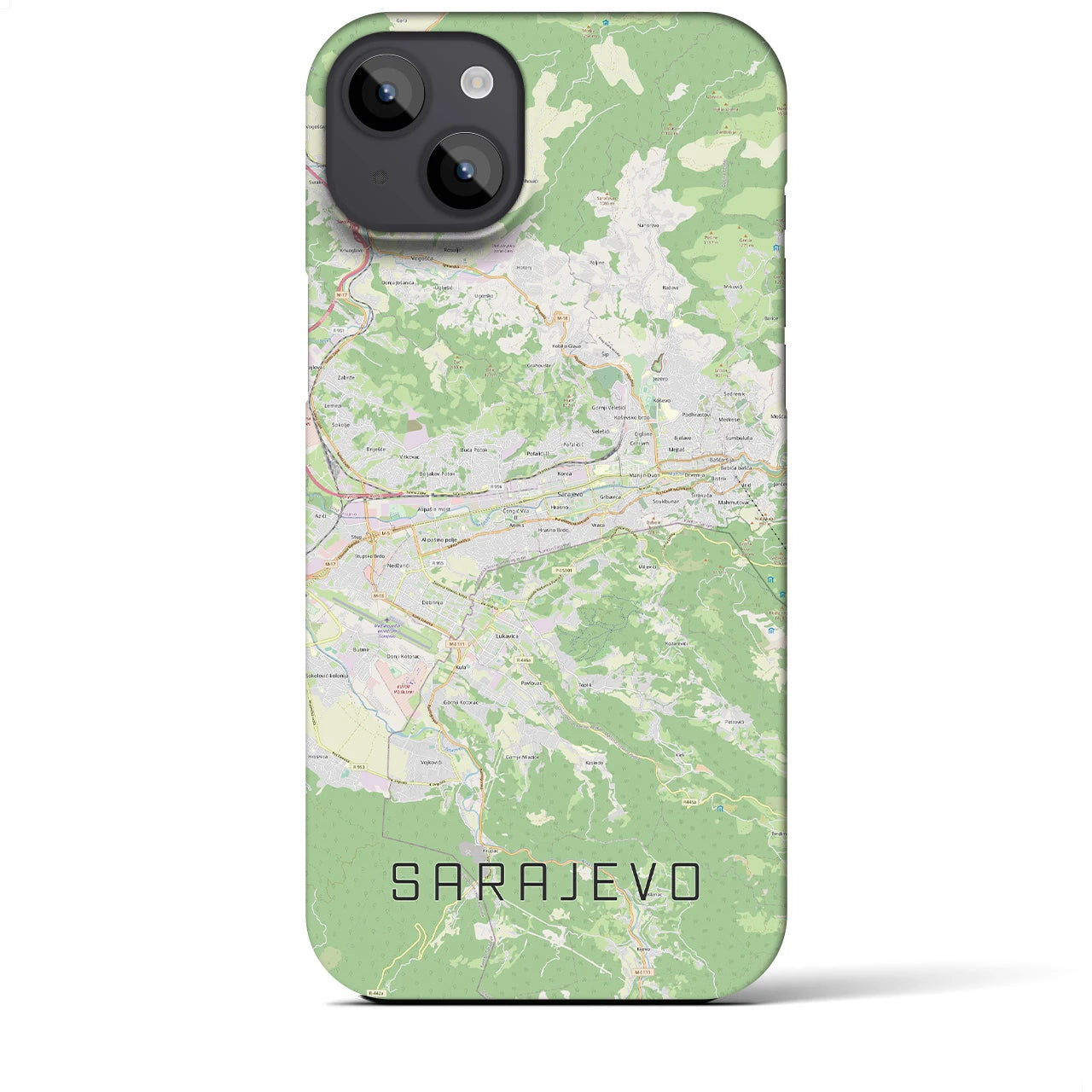【サラエヴォ】地図柄iPhoneケース（バックカバータイプ・ナチュラル）iPhone 14 Plus 用