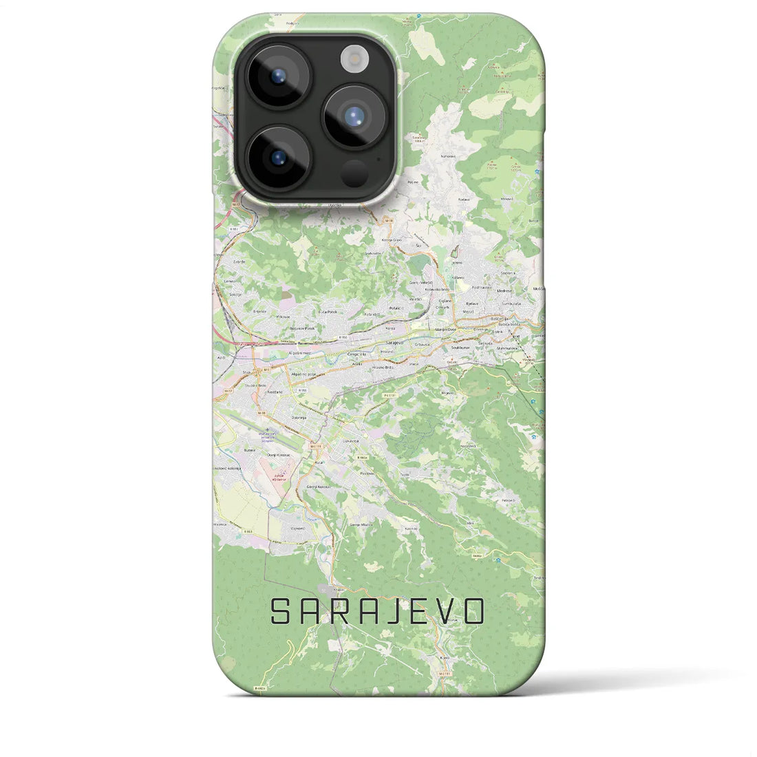 【サラエヴォ】地図柄iPhoneケース（バックカバータイプ・ナチュラル）iPhone 15 Pro Max 用