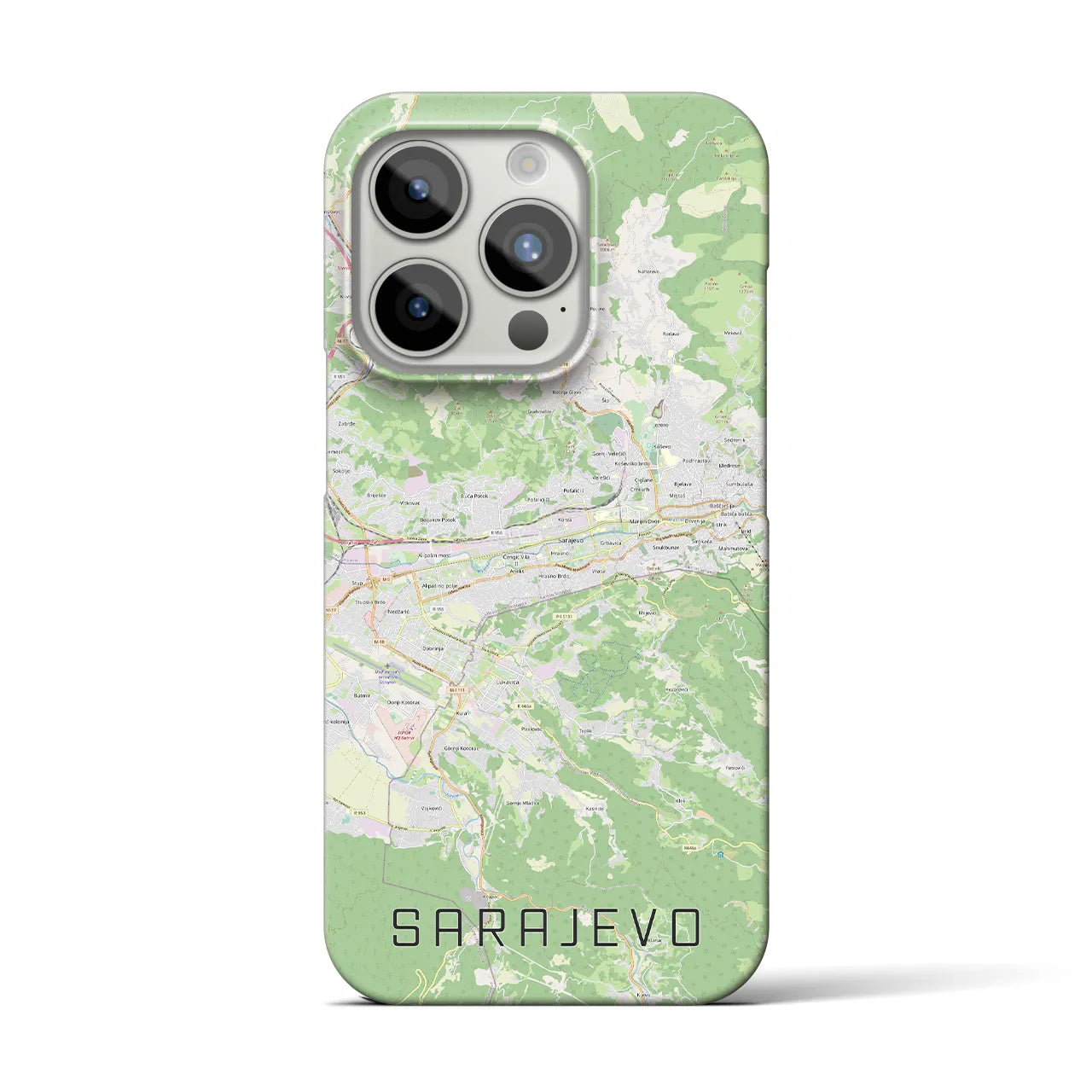 【サラエヴォ】地図柄iPhoneケース（バックカバータイプ・ナチュラル）iPhone 15 Pro 用