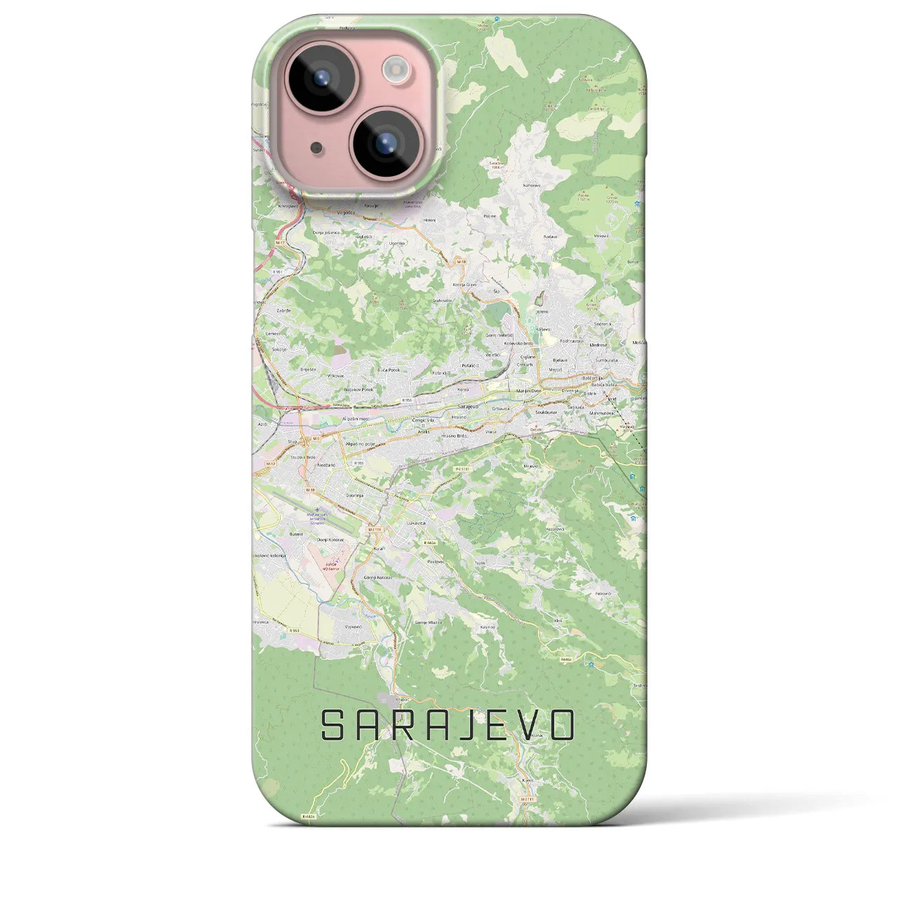 【サラエヴォ】地図柄iPhoneケース（バックカバータイプ・ナチュラル）iPhone 15 Plus 用