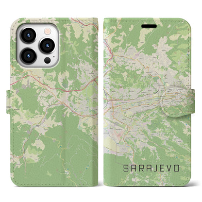 【サラエヴォ（ボスニア・ヘルツェゴビナ）】地図柄iPhoneケース（手帳タイプ）ナチュラル・iPhone 13 Pro 用