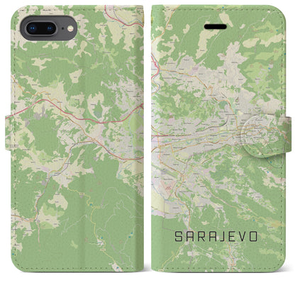 【サラエヴォ（ボスニア・ヘルツェゴビナ）】地図柄iPhoneケース（手帳タイプ）ナチュラル・iPhone 8Plus /7Plus / 6sPlus / 6Plus 用
