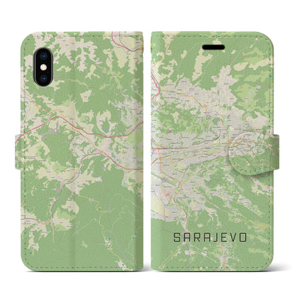 【サラエヴォ（ボスニア・ヘルツェゴビナ）】地図柄iPhoneケース（手帳タイプ）ナチュラル・iPhone XS / X 用