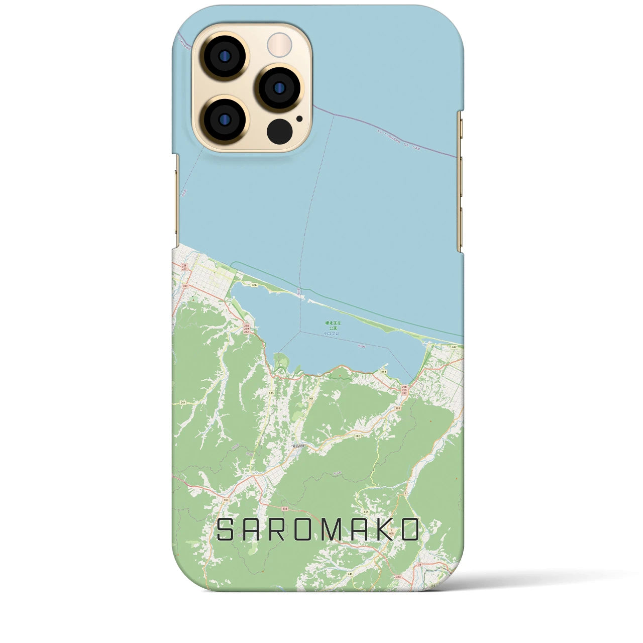 【サロマ湖】地図柄iPhoneケース（バックカバータイプ・ナチュラル）iPhone 12 Pro Max 用