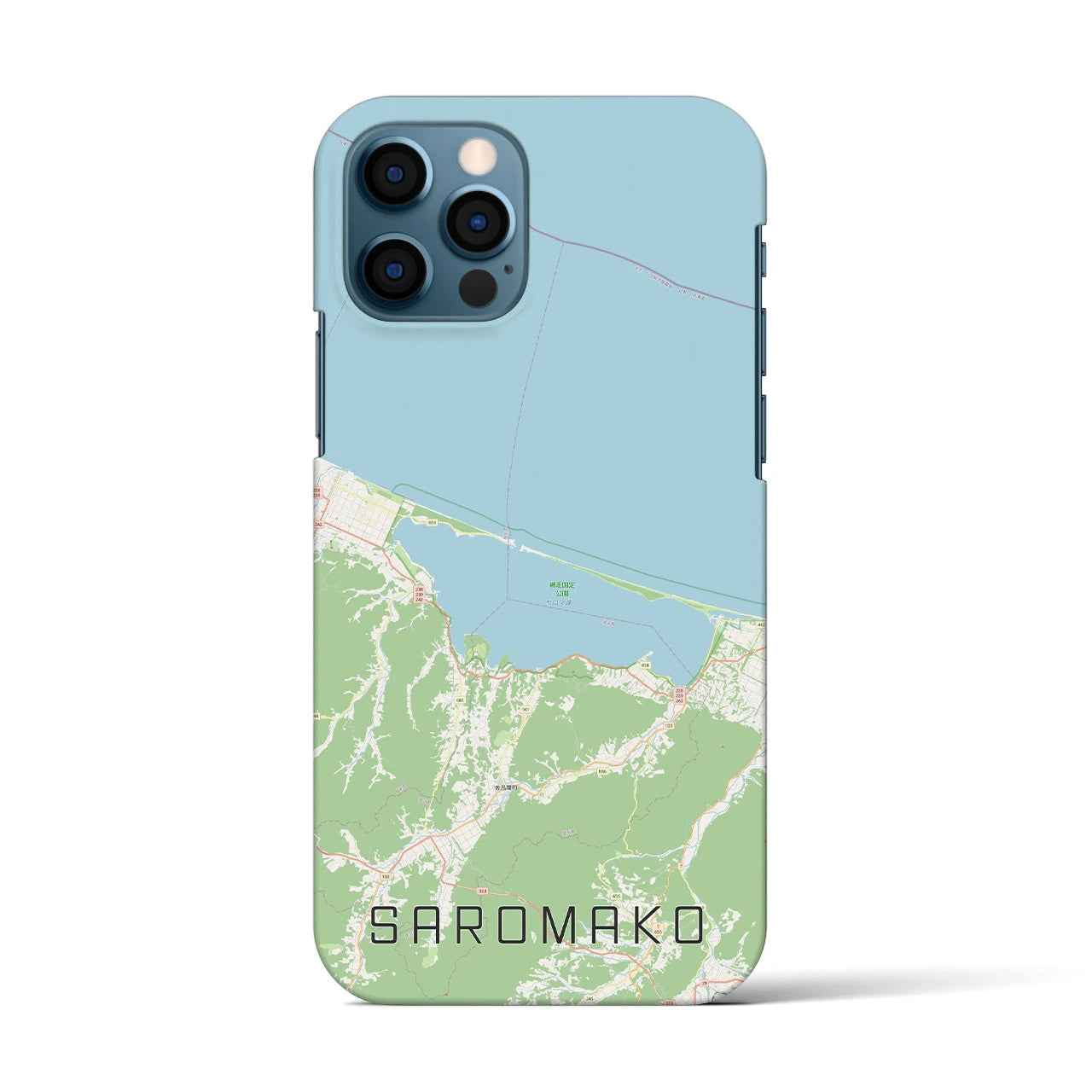 【サロマ湖】地図柄iPhoneケース（バックカバータイプ・ナチュラル）iPhone 12 / 12 Pro 用