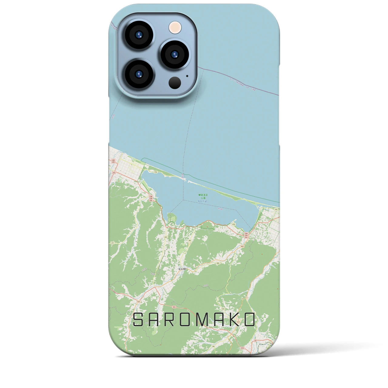 【サロマ湖】地図柄iPhoneケース（バックカバータイプ・ナチュラル）iPhone 13 Pro Max 用