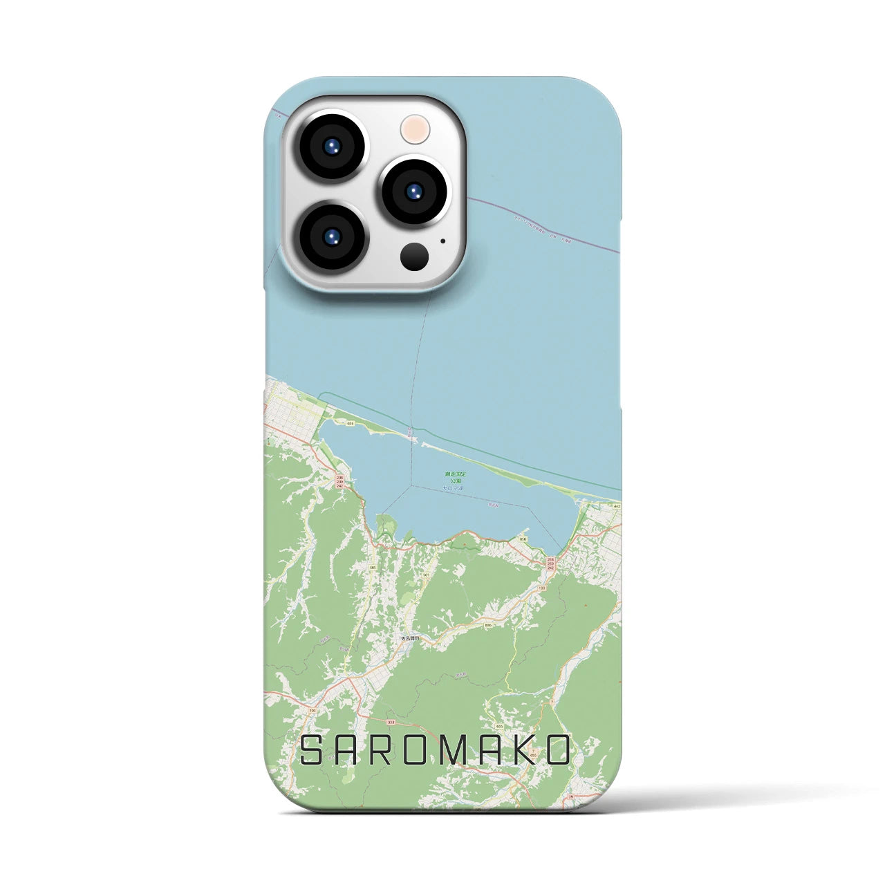 【サロマ湖】地図柄iPhoneケース（バックカバータイプ・ナチュラル）iPhone 13 Pro 用