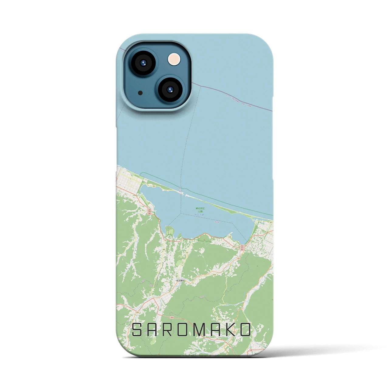 【サロマ湖】地図柄iPhoneケース（バックカバータイプ・ナチュラル）iPhone 13 用