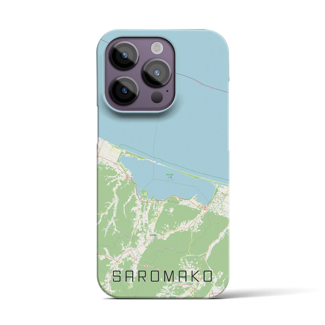 【サロマ湖】地図柄iPhoneケース（バックカバータイプ・ナチュラル）iPhone 14 Pro 用
