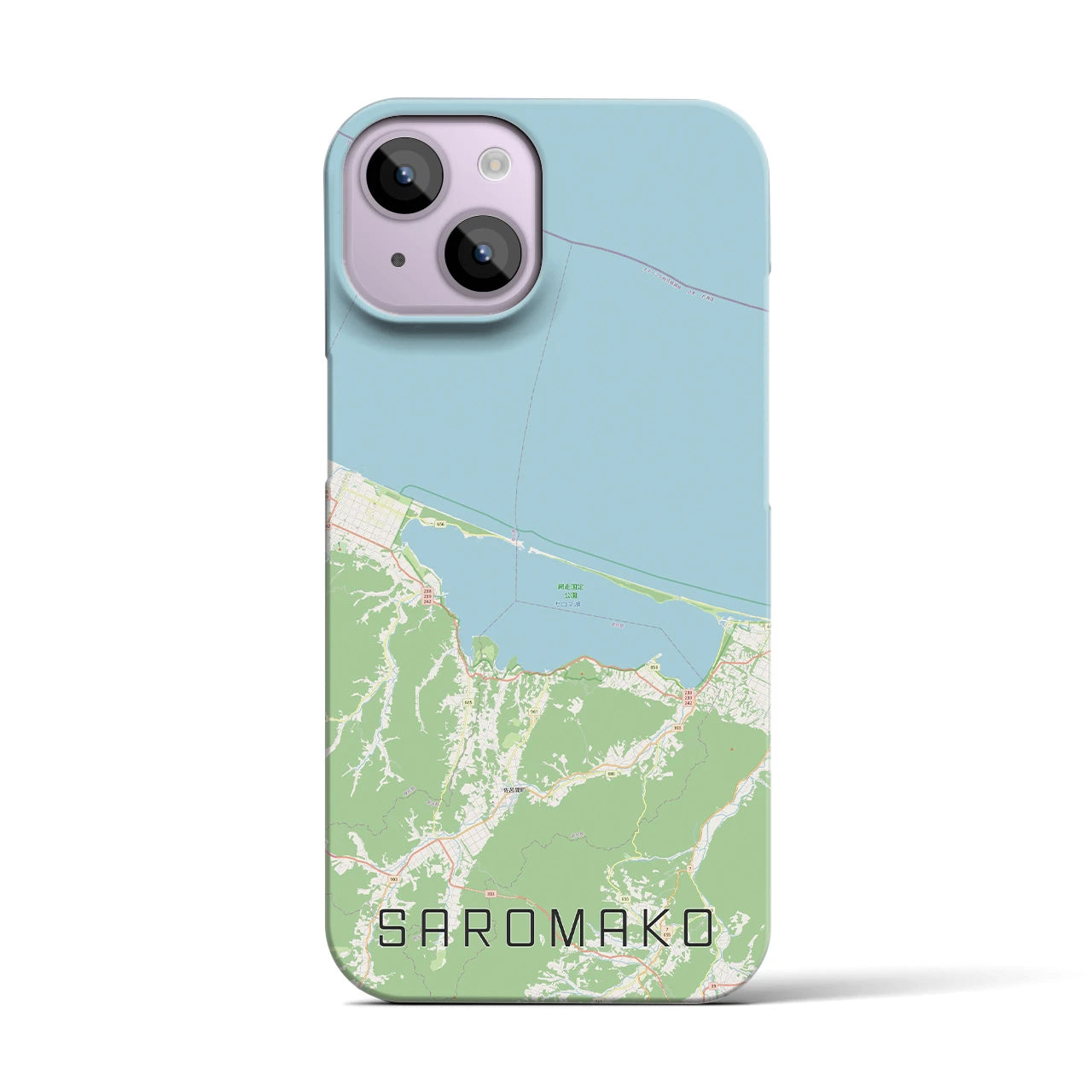 【サロマ湖】地図柄iPhoneケース（バックカバータイプ・ナチュラル）iPhone 14 用
