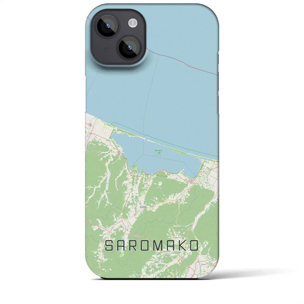 【サロマ湖】地図柄iPhoneケース（バックカバータイプ・ナチュラル）iPhone 14 Plus 用