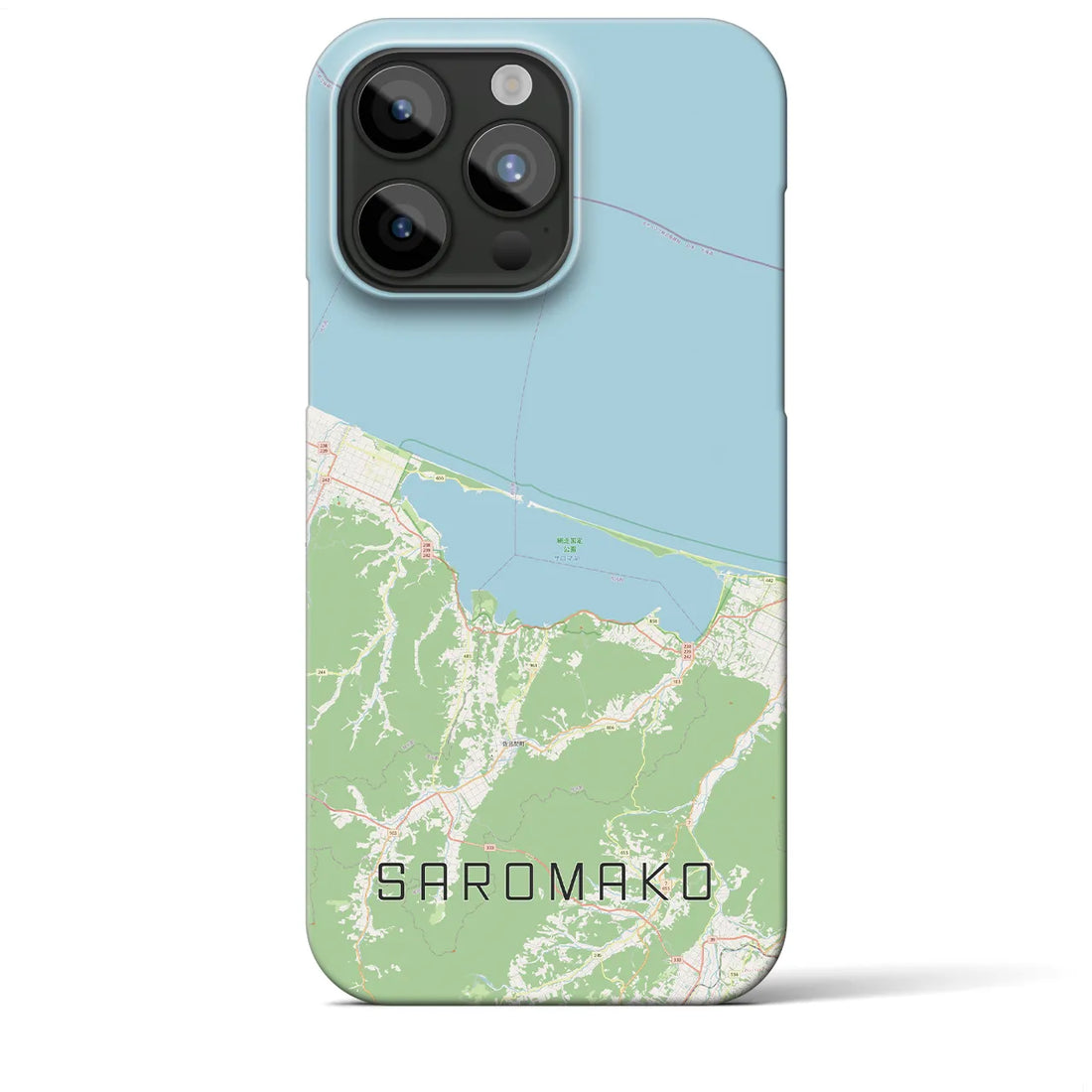 【サロマ湖】地図柄iPhoneケース（バックカバータイプ・ナチュラル）iPhone 15 Pro Max 用