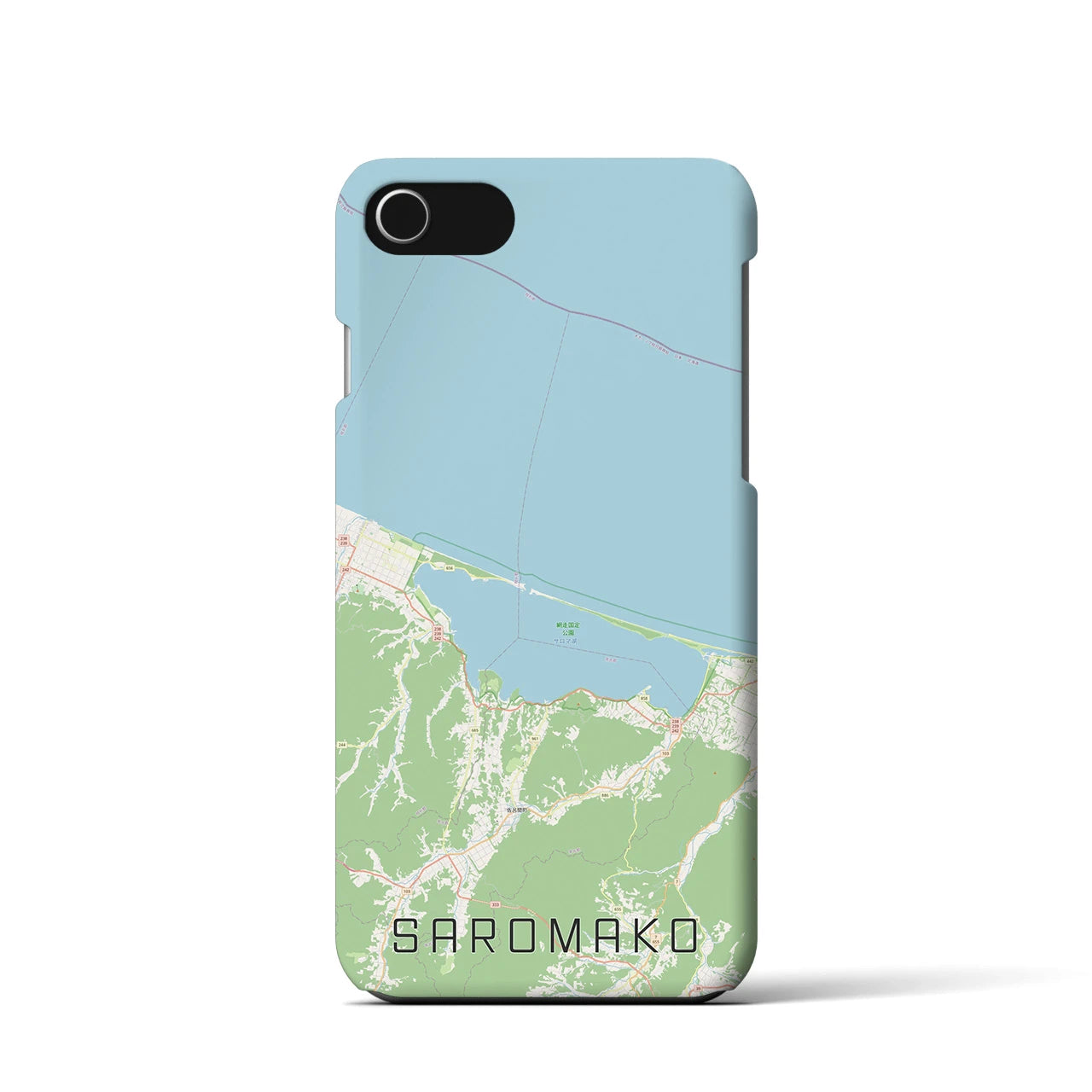 【サロマ湖】地図柄iPhoneケース（バックカバータイプ・ナチュラル）iPhone SE（第3 / 第2世代） / 8 / 7 / 6s / 6 用