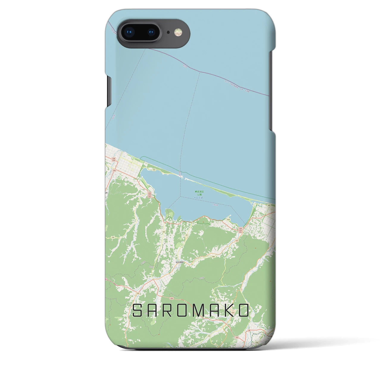 【サロマ湖】地図柄iPhoneケース（バックカバータイプ・ナチュラル）iPhone 8Plus /7Plus / 6sPlus / 6Plus 用