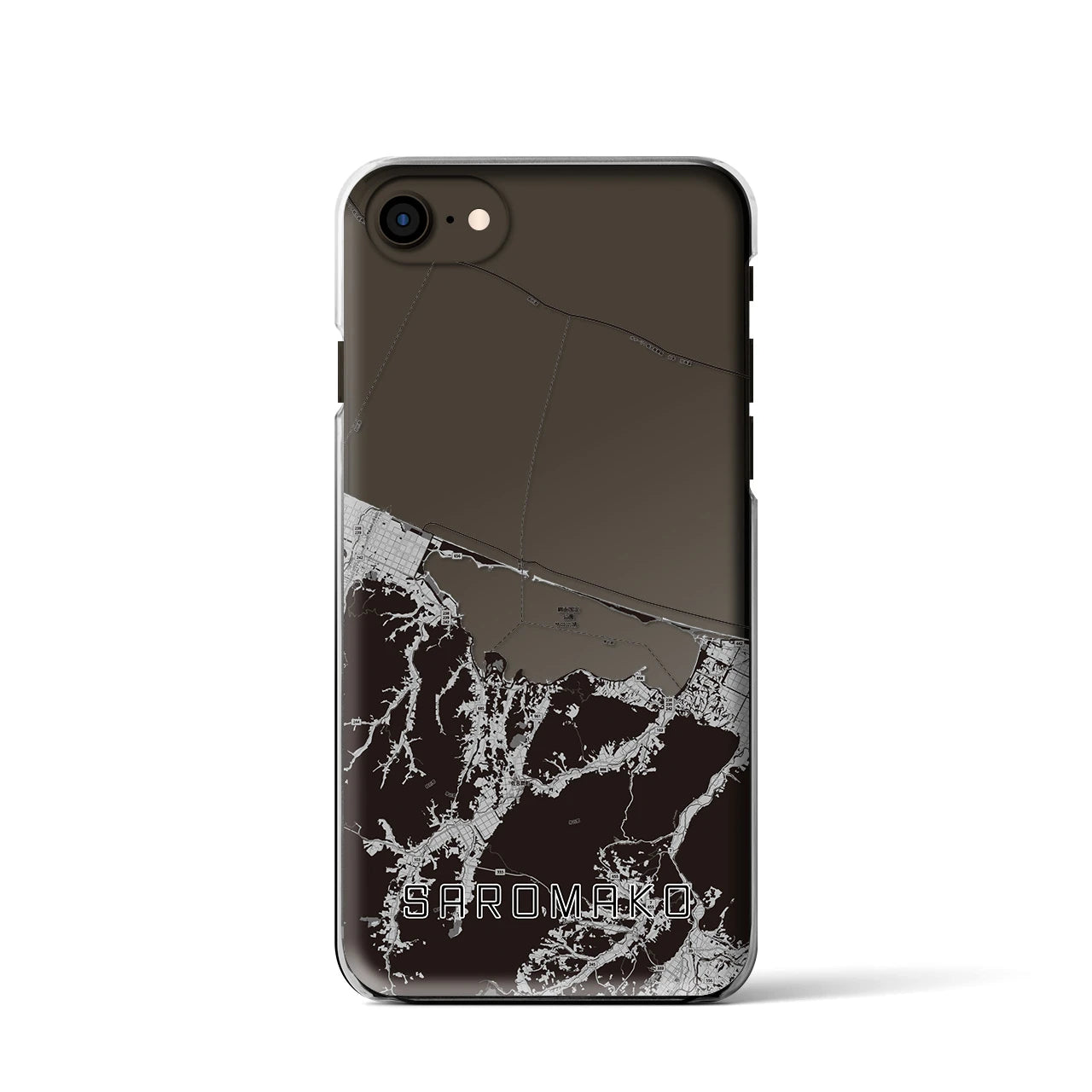 【サロマ湖】地図柄iPhoneケース（クリアタイプ・モノトーン）iPhone SE（第3 / 第2世代） / 8 / 7 / 6s / 6 用