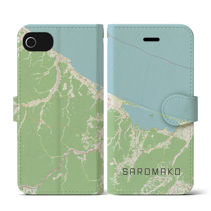 【サロマ湖（北海道）】地図柄iPhoneケース（手帳タイプ）ナチュラル・iPhone SE（第3 / 第2世代） / 8 / 7 / 6s / 6 用