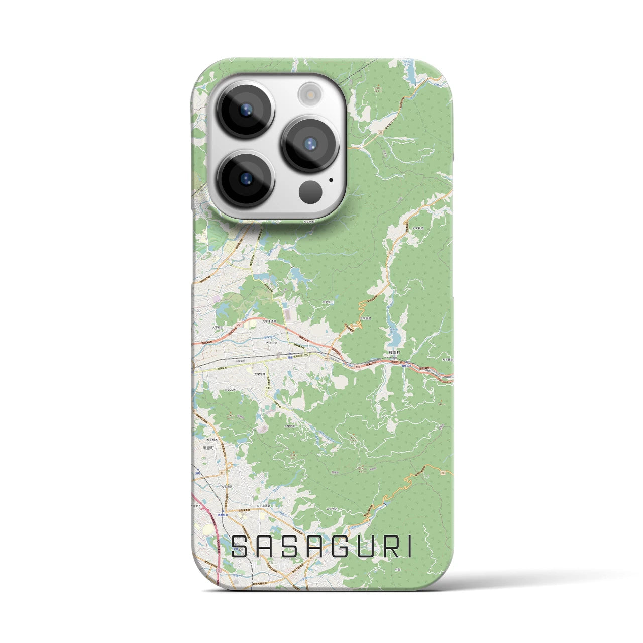 【篠栗】地図柄iPhoneケース（バックカバータイプ・ナチュラル）iPhone 14 Pro 用