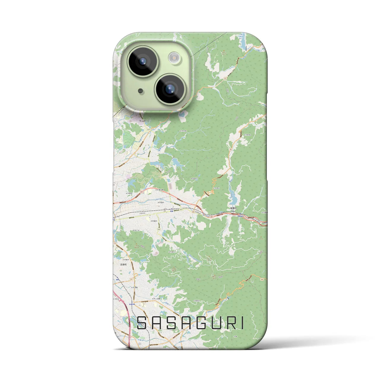 【篠栗】地図柄iPhoneケース（バックカバータイプ・ナチュラル）iPhone 15 用