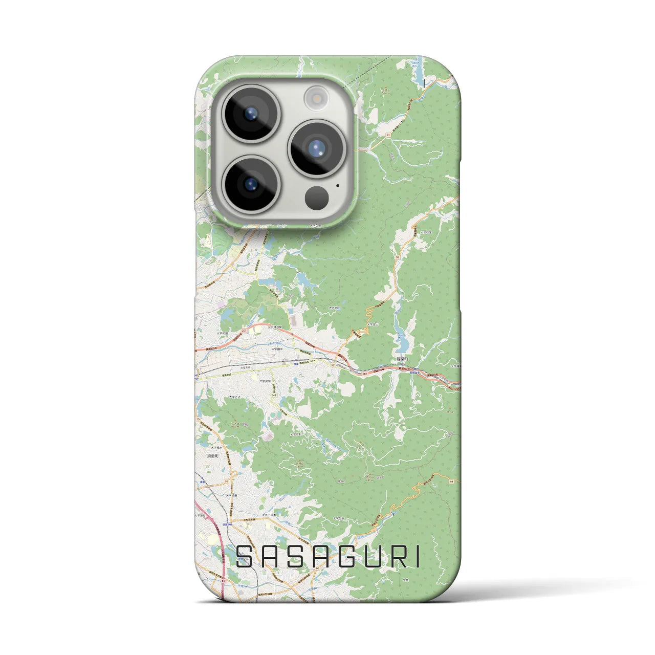 【篠栗】地図柄iPhoneケース（バックカバータイプ・ナチュラル）iPhone 15 Pro 用