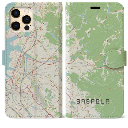 【篠栗（福岡県）】地図柄iPhoneケース（手帳タイプ）ナチュラル・iPhone 12 Pro Max 用