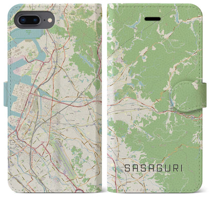 【篠栗（福岡県）】地図柄iPhoneケース（手帳タイプ）ナチュラル・iPhone 8Plus /7Plus / 6sPlus / 6Plus 用