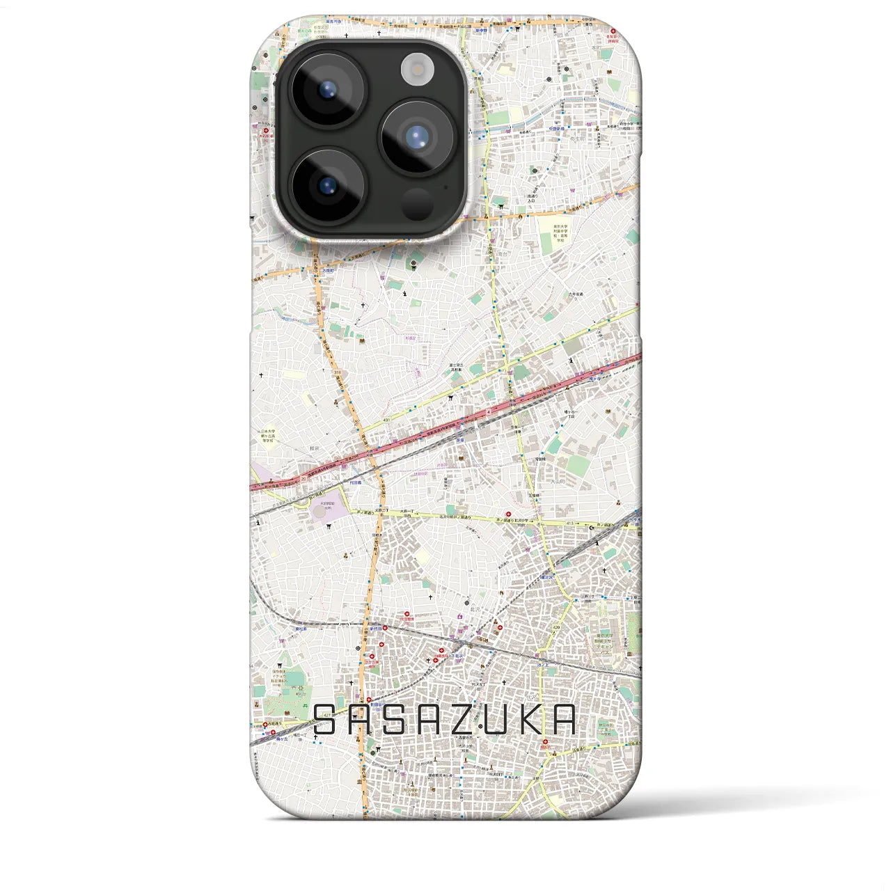 【笹塚】地図柄iPhoneケース（バックカバータイプ・ナチュラル）iPhone 15 Pro Max 用