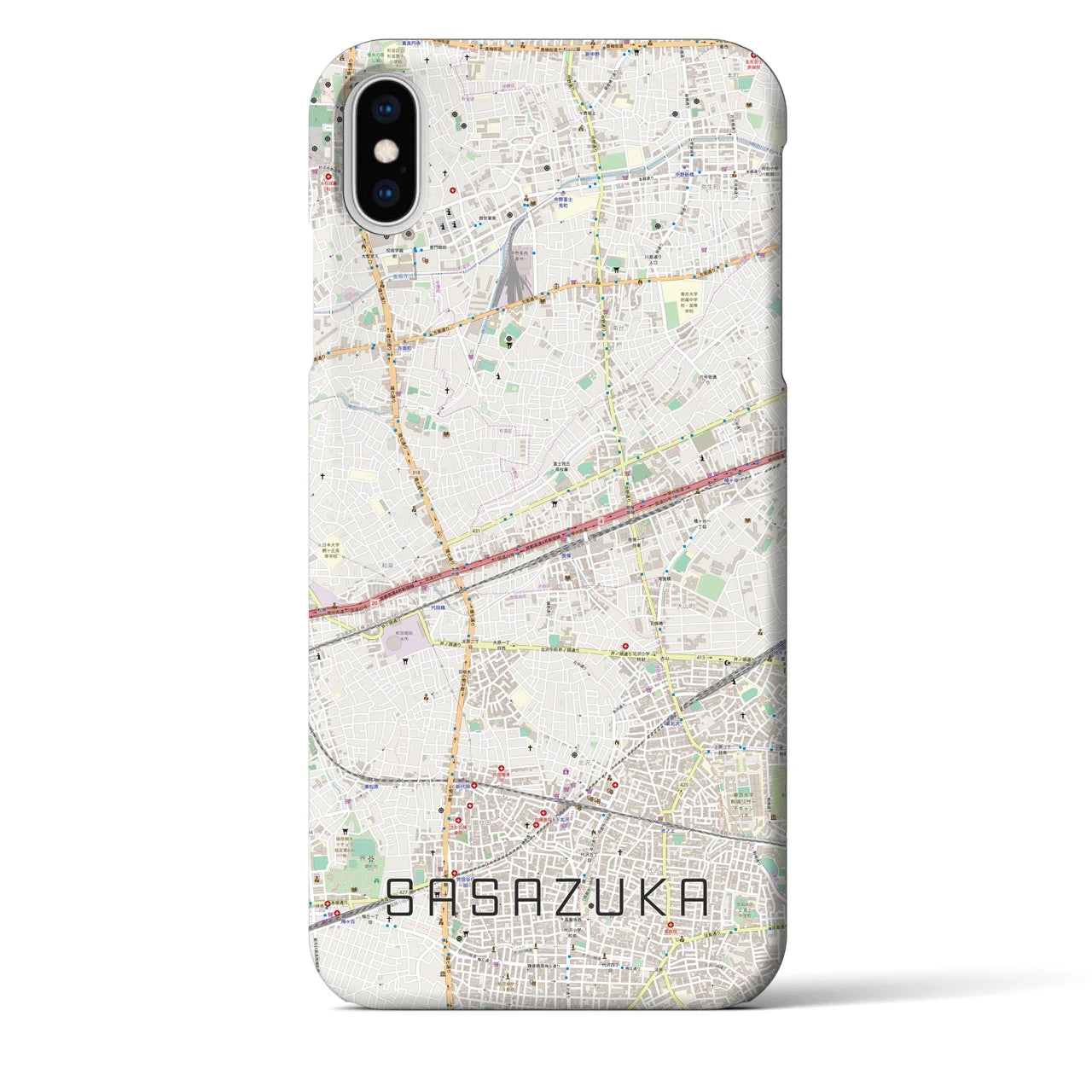 【笹塚】地図柄iPhoneケース（バックカバータイプ・ナチュラル）iPhone XS Max 用