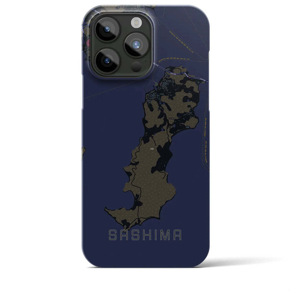 【佐島】地図柄iPhoneケース（バックカバータイプ・ブラック）iPhone 15 Pro Max 用