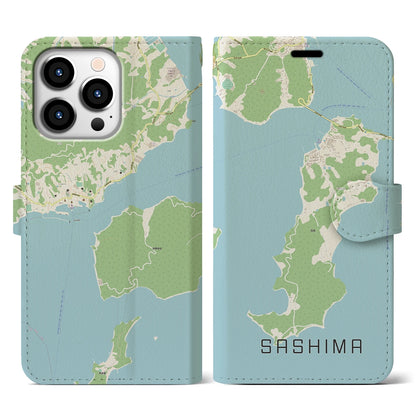 【佐島（愛媛県）】地図柄iPhoneケース（手帳タイプ）ナチュラル・iPhone 13 Pro 用