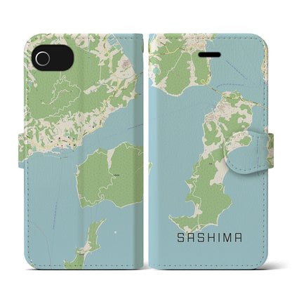 【佐島（愛媛県）】地図柄iPhoneケース（手帳タイプ）ナチュラル・iPhone SE（第3 / 第2世代） / 8 / 7 / 6s / 6 用