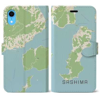 【佐島（愛媛県）】地図柄iPhoneケース（手帳タイプ）ナチュラル・iPhone XR 用