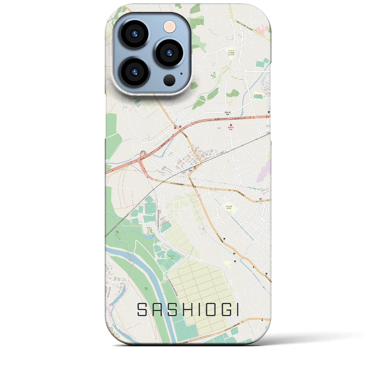 【指扇】地図柄iPhoneケース（バックカバータイプ・ナチュラル）iPhone 13 Pro Max 用