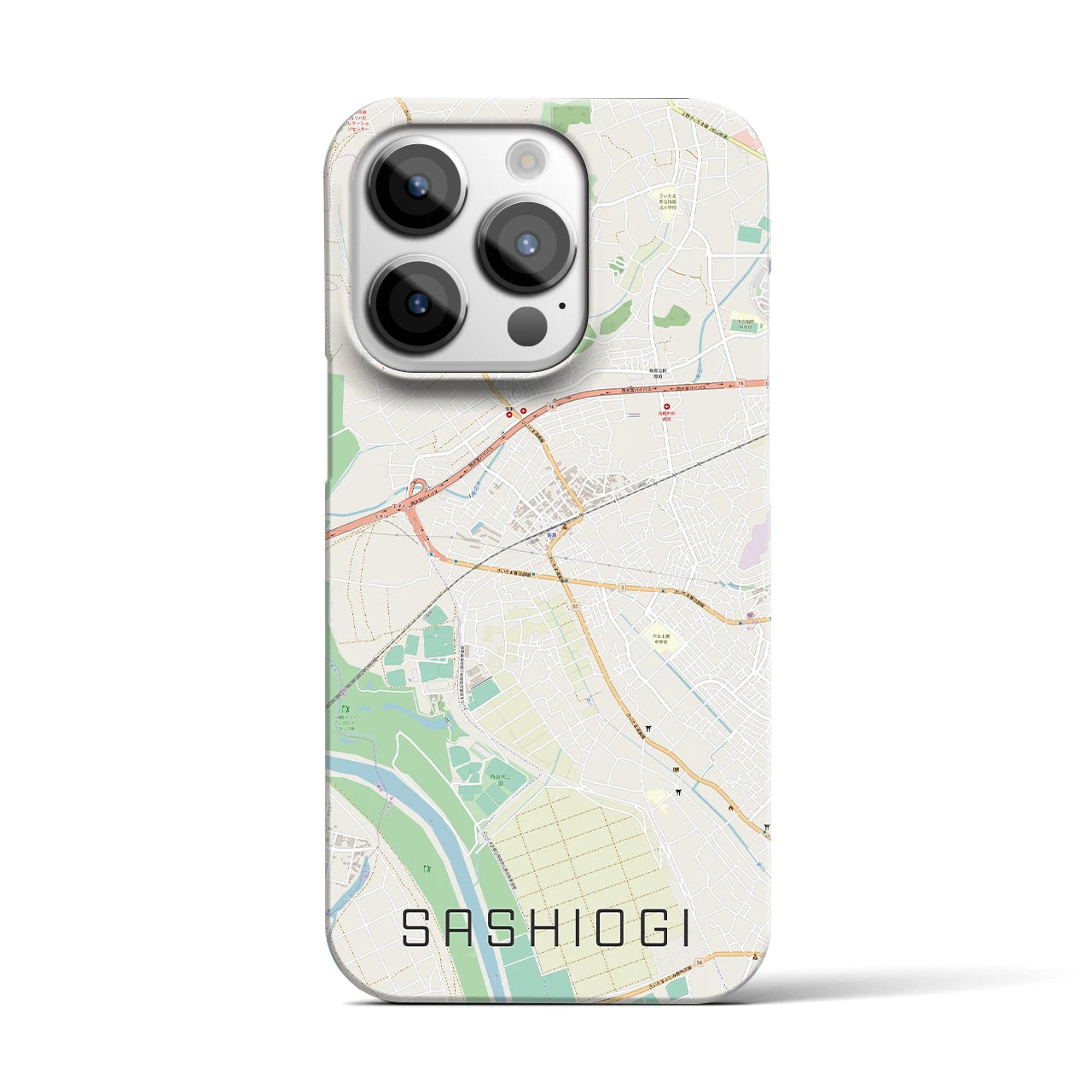 【指扇】地図柄iPhoneケース（バックカバータイプ・ナチュラル）iPhone 14 Pro 用