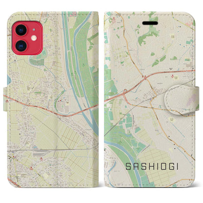 【指扇（埼玉県）】地図柄iPhoneケース（手帳タイプ）ナチュラル・iPhone 11 用