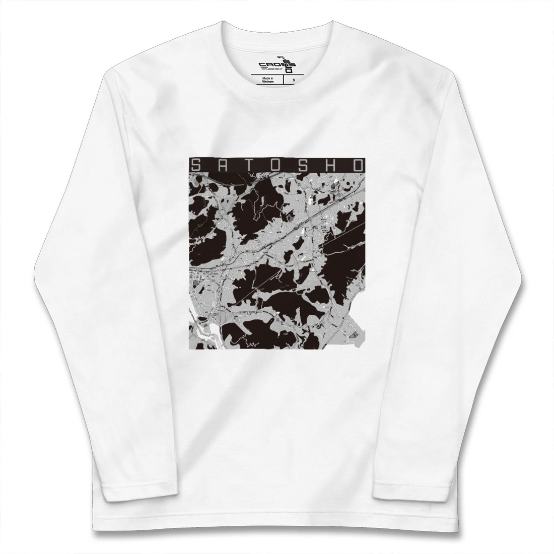 【里庄(岡山県)】地図柄ロングスリーブTシャツ