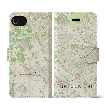 【五月台（神奈川県）】地図柄iPhoneケース（手帳タイプ）ナチュラル・iPhone SE（第3 / 第2世代） / 8 / 7 / 6s / 6 用