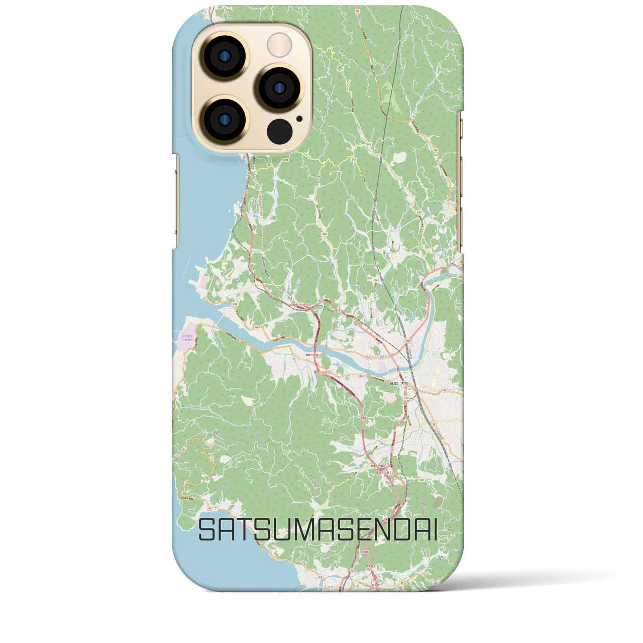 【薩摩川内】地図柄iPhoneケース（バックカバータイプ・ナチュラル）iPhone 12 Pro Max 用