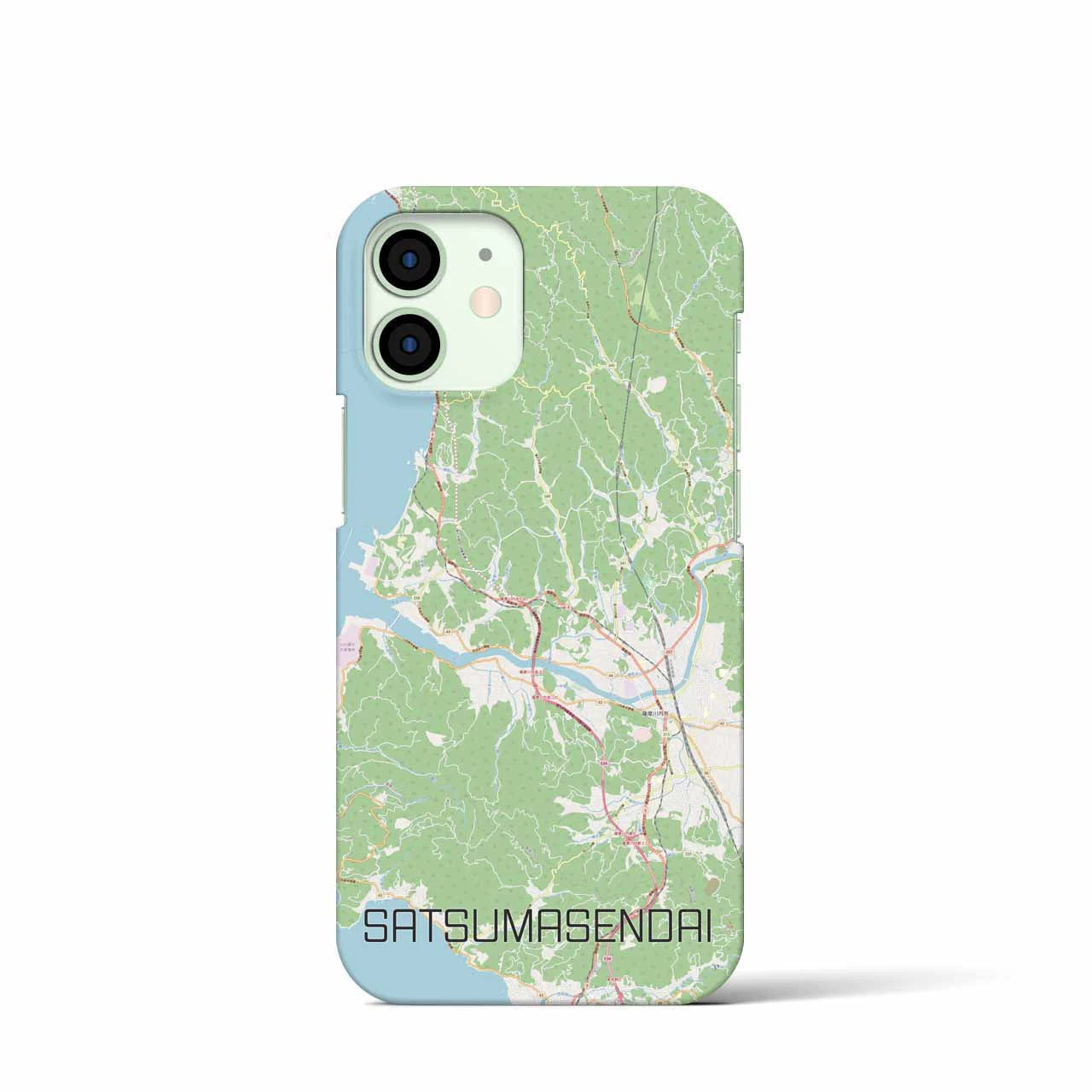 【薩摩川内】地図柄iPhoneケース（バックカバータイプ・ナチュラル）iPhone 12 mini 用