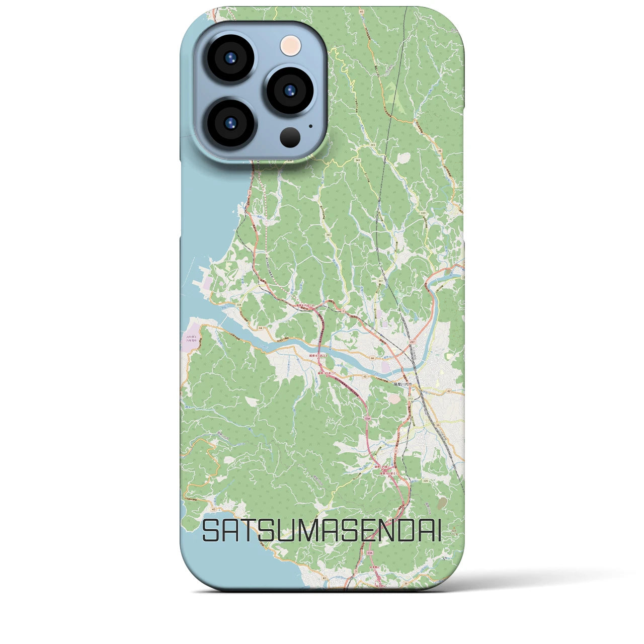 【薩摩川内】地図柄iPhoneケース（バックカバータイプ・ナチュラル）iPhone 13 Pro Max 用