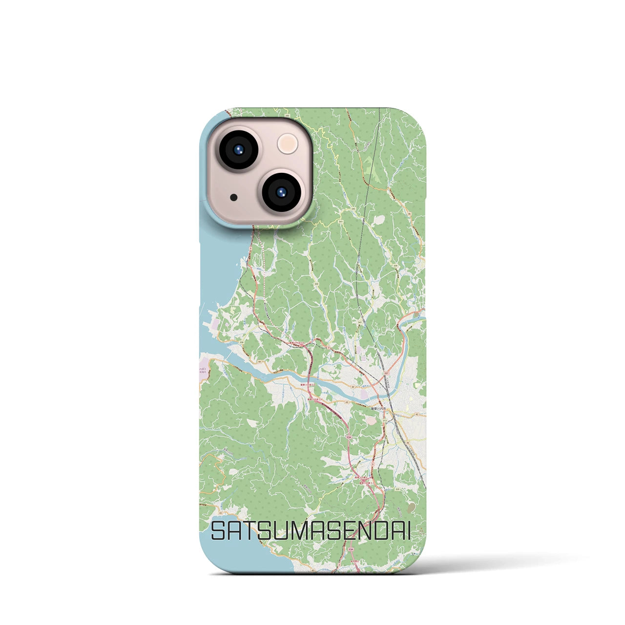 【薩摩川内】地図柄iPhoneケース（バックカバータイプ・ナチュラル）iPhone 13 mini 用