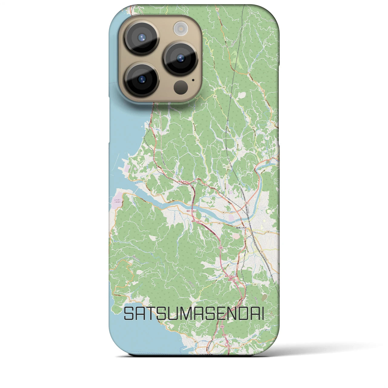 【薩摩川内】地図柄iPhoneケース（バックカバータイプ・ナチュラル）iPhone 14 Pro Max 用