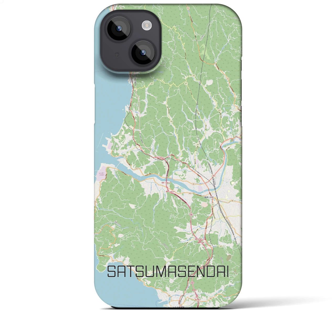 【薩摩川内】地図柄iPhoneケース（バックカバータイプ・ナチュラル）iPhone 14 Plus 用