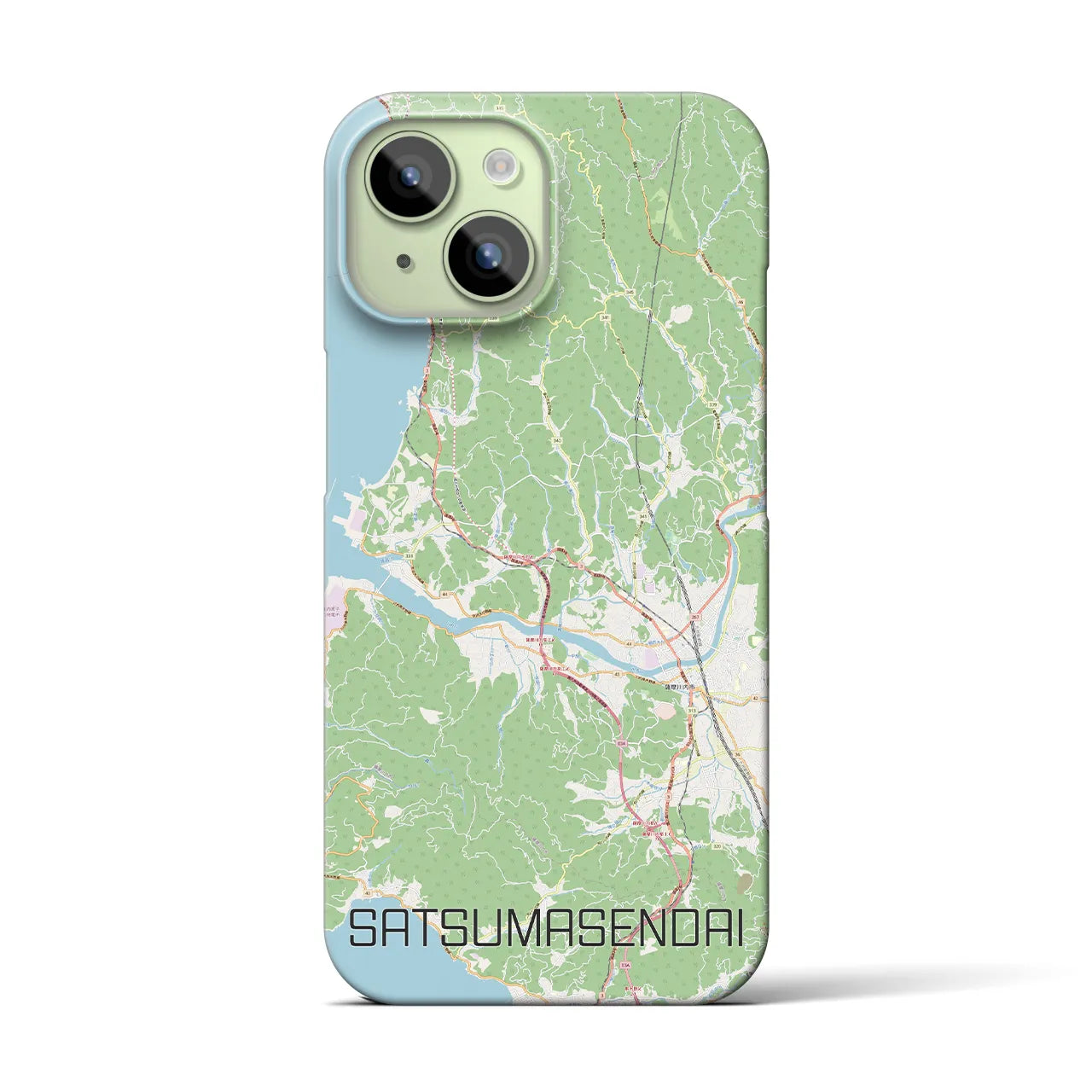 【薩摩川内】地図柄iPhoneケース（バックカバータイプ・ナチュラル）iPhone 15 用