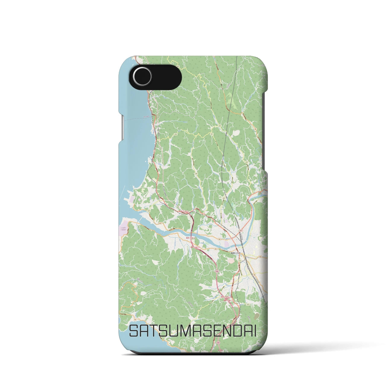【薩摩川内】地図柄iPhoneケース（バックカバータイプ・ナチュラル）iPhone SE（第3 / 第2世代） / 8 / 7 / 6s / 6 用